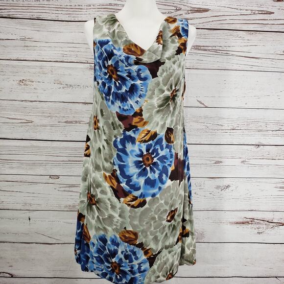 Walter Women's Floral 100%Silk Cowl Neck Bubble Hem Dress Size 10 - Picture 1 of 14
